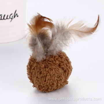 handmade cat ball feather plush pet cat toy